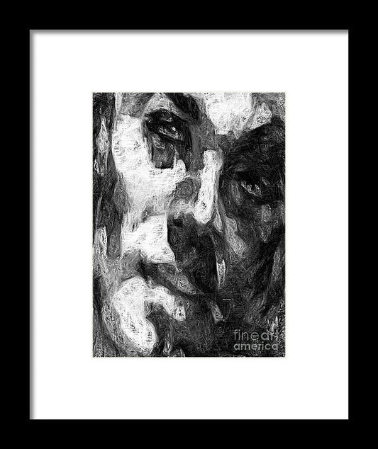 Framed Print - Black And White Male Face