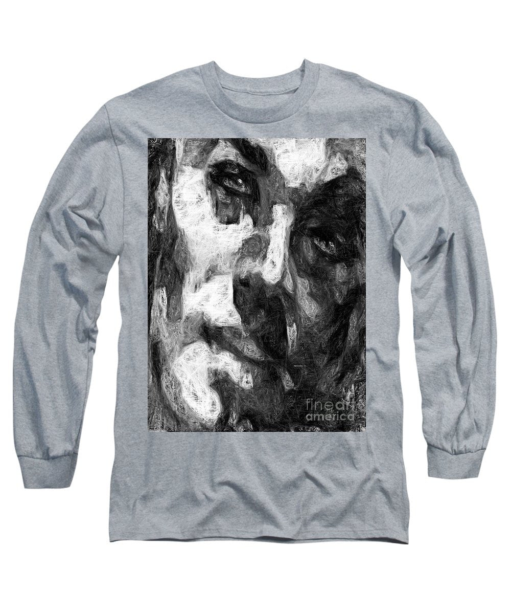 Long Sleeve T-Shirt - Black And White Male Face