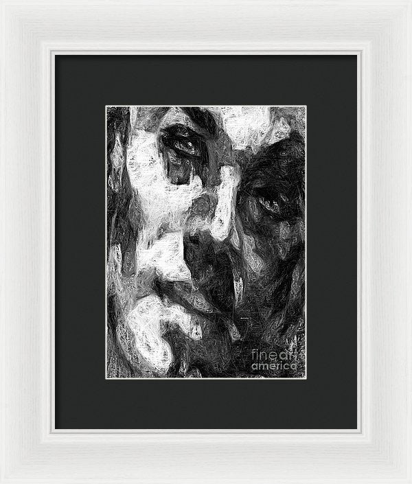 Framed Print - Black And White Male Face