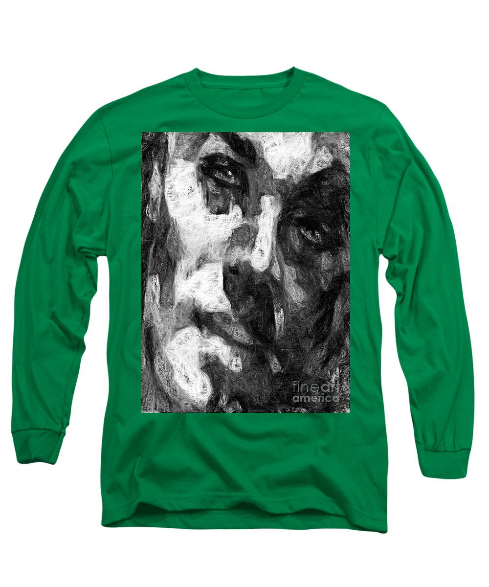 Long Sleeve T-Shirt - Black And White Male Face