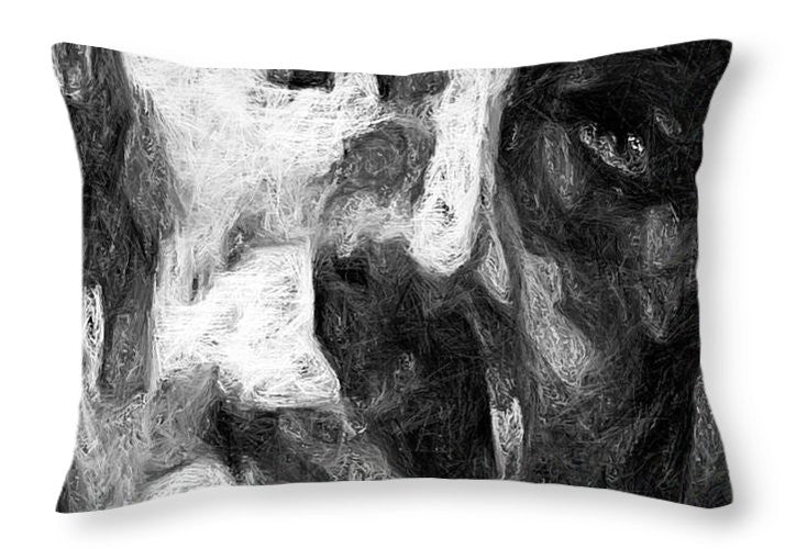 Throw Pillow - Black And White Male Face