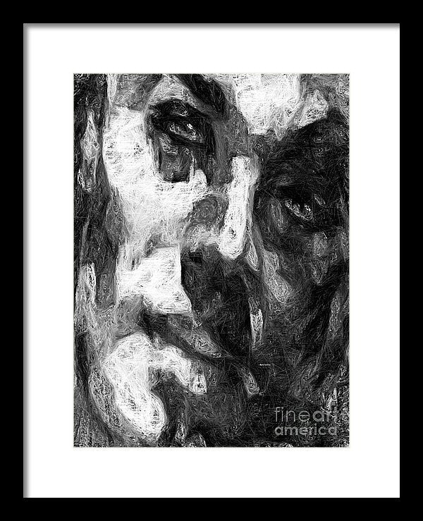 Framed Print - Black And White Male Face