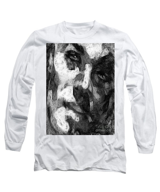 Long Sleeve T-Shirt - Black And White Male Face