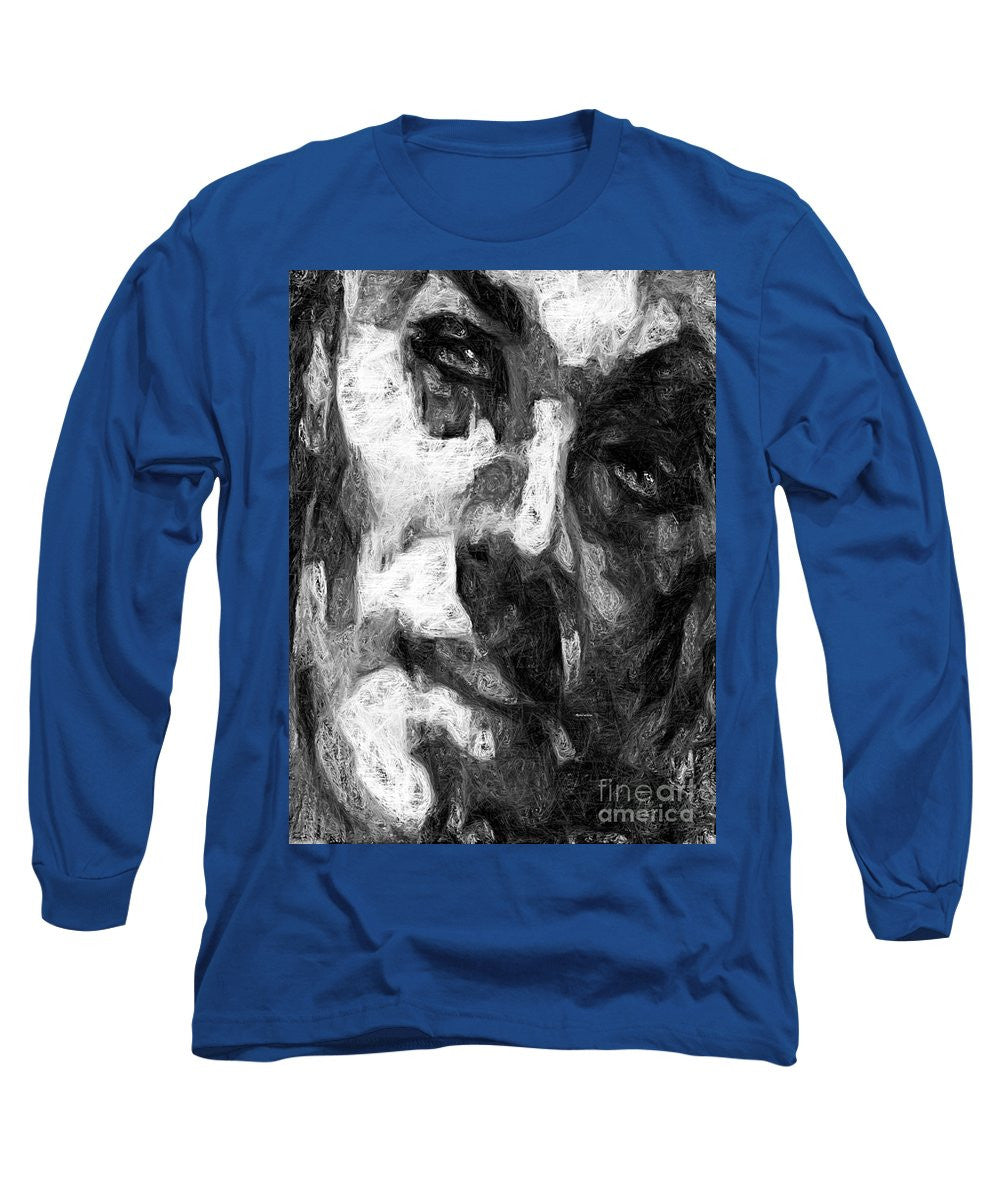 Long Sleeve T-Shirt - Black And White Male Face