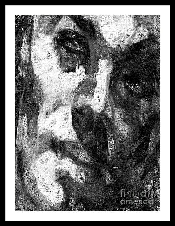 Framed Print - Black And White Male Face