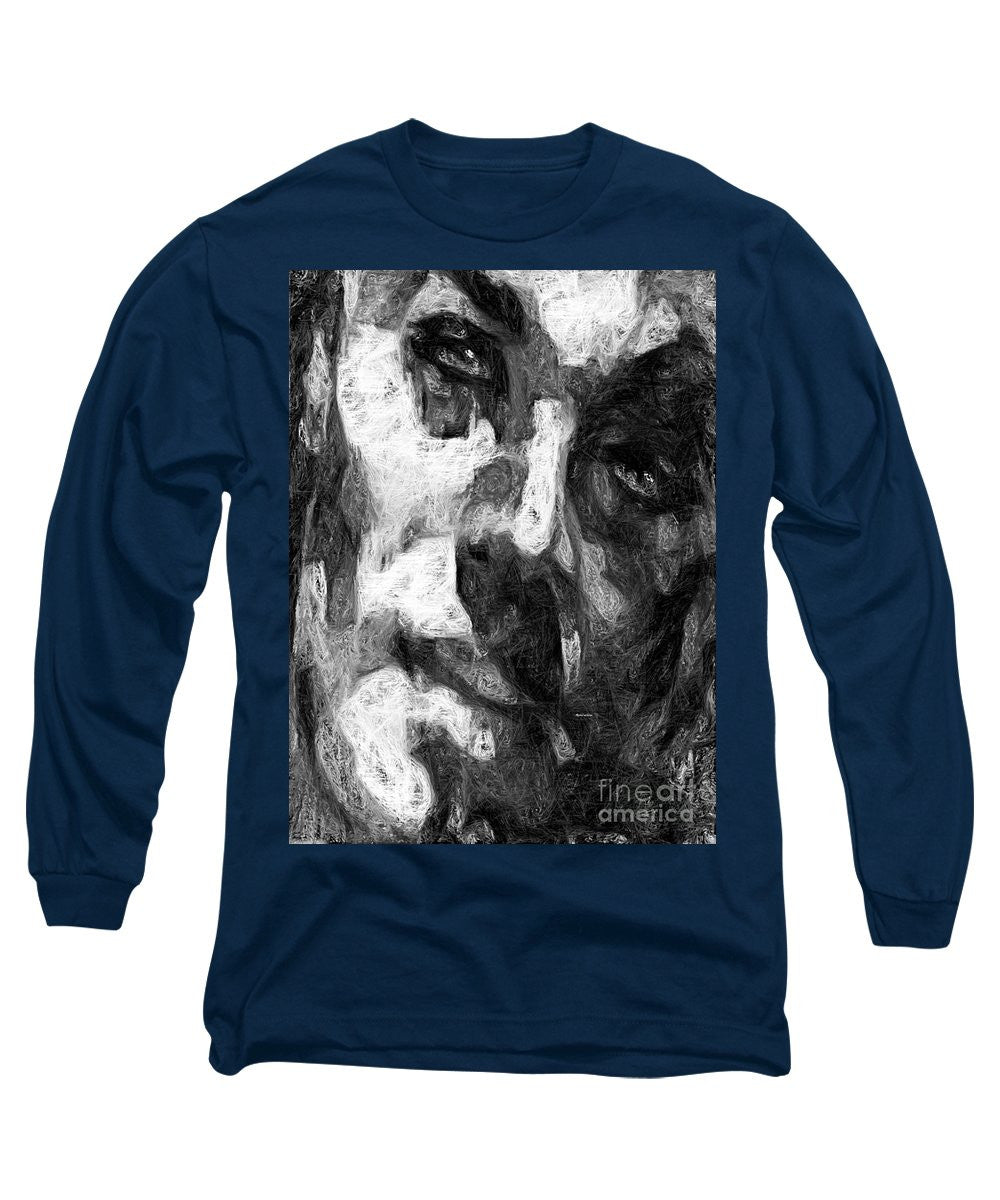 Long Sleeve T-Shirt - Black And White Male Face