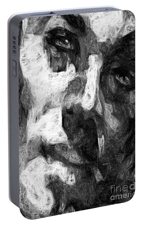 Portable Battery Charger - Black And White Male Face
