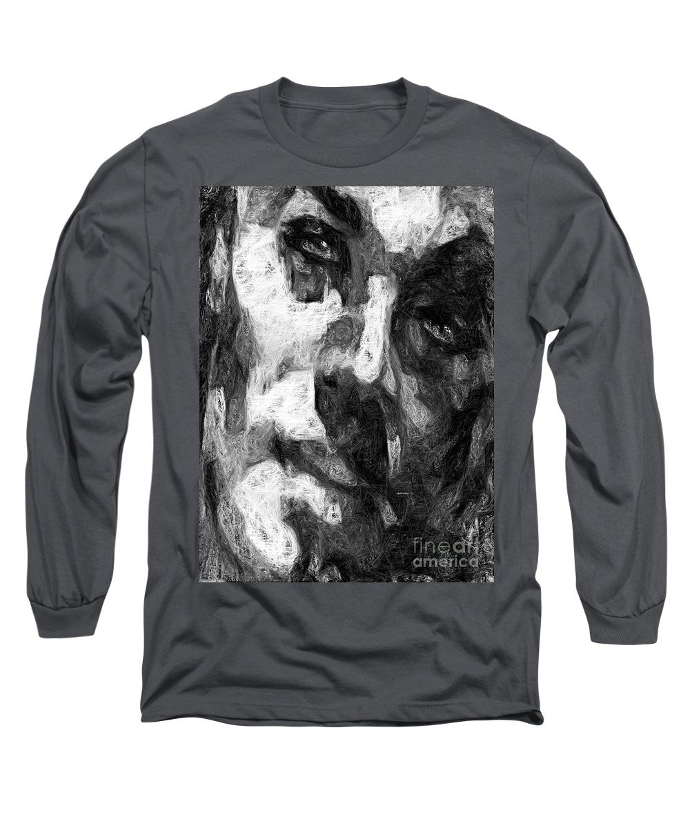 Long Sleeve T-Shirt - Black And White Male Face