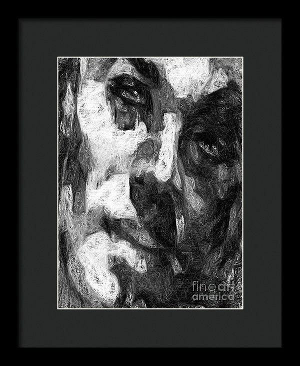 Framed Print - Black And White Male Face