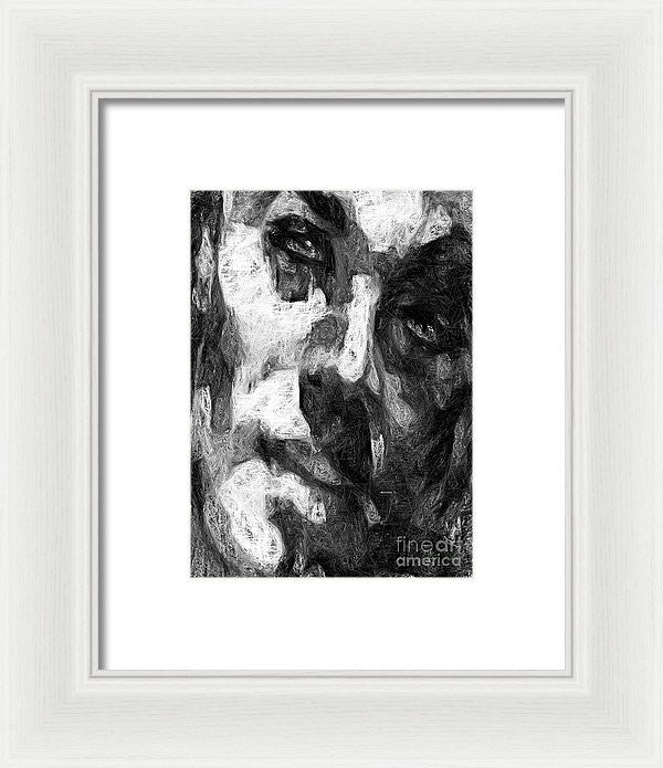 Framed Print - Black And White Male Face