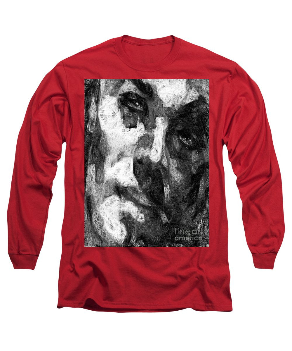 Long Sleeve T-Shirt - Black And White Male Face