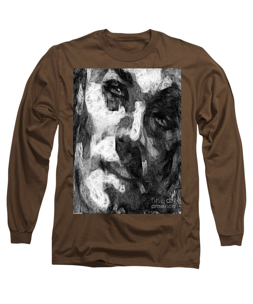 Long Sleeve T-Shirt - Black And White Male Face