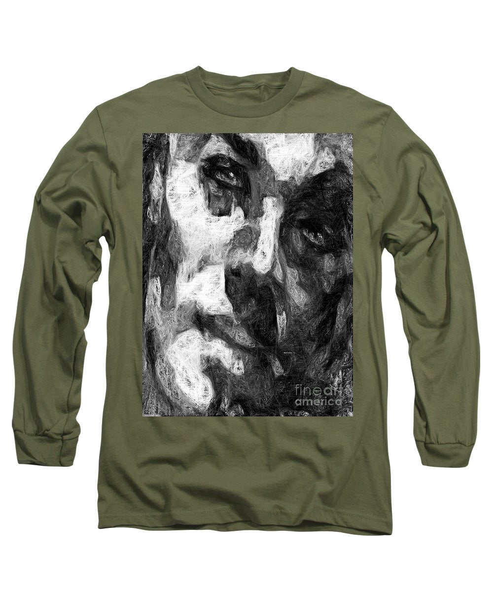 Long Sleeve T-Shirt - Black And White Male Face