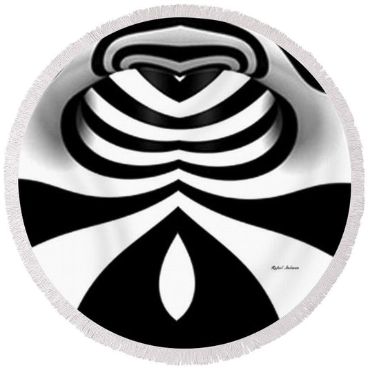 Round Beach Towel - Black And White Tunnel