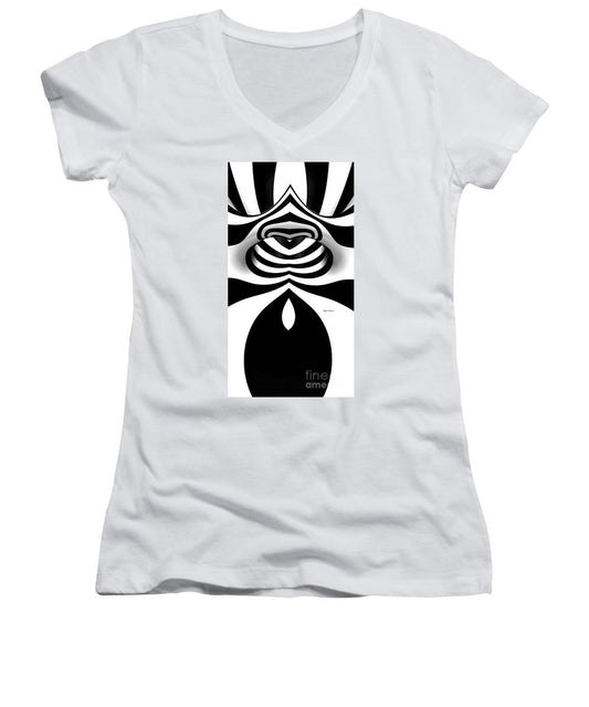 Women's V-Neck T-Shirt (Junior Cut) - Black And White Tunnel