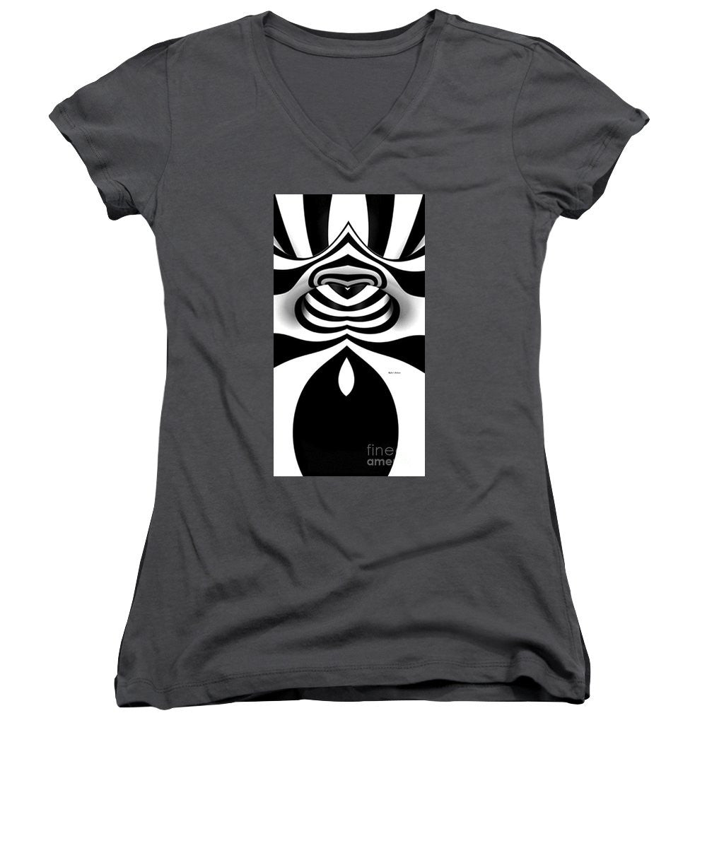 Women's V-Neck T-Shirt (Junior Cut) - Black And White Tunnel