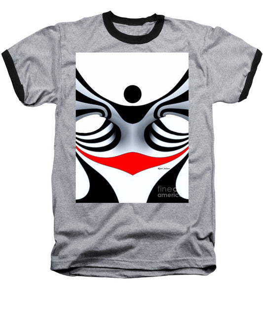 Black White And Red Geometric Abstract - Baseball T-Shirt