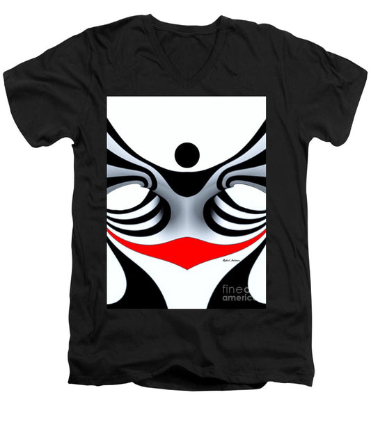 Black White And Red Geometric Abstract - Men's V-Neck T-Shirt