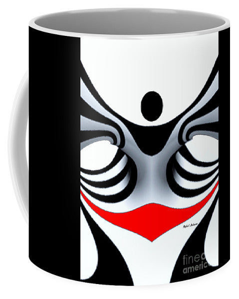 Black White And Red Geometric Abstract - Mug