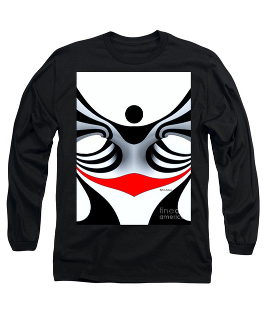 Black White And Red Geometric Abstract - Long Sleeve T-Shirt