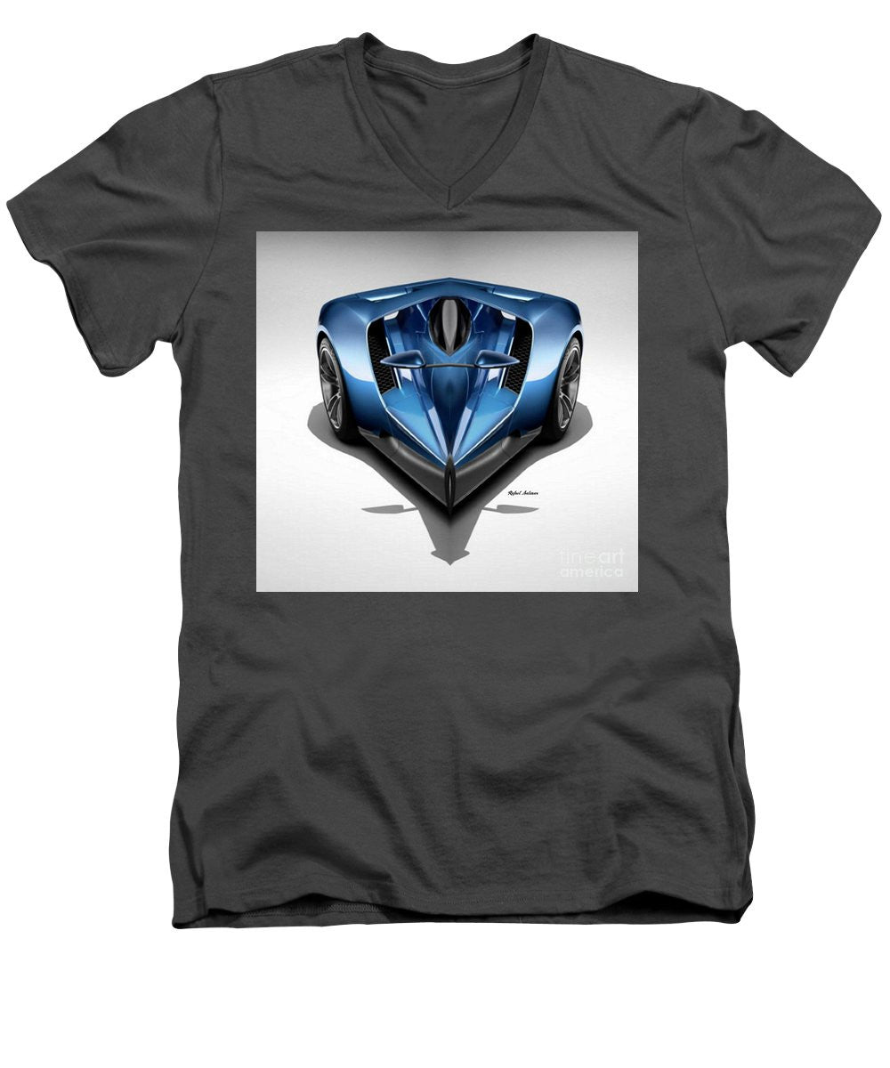 Men's V-Neck T-Shirt - Blue Car 002