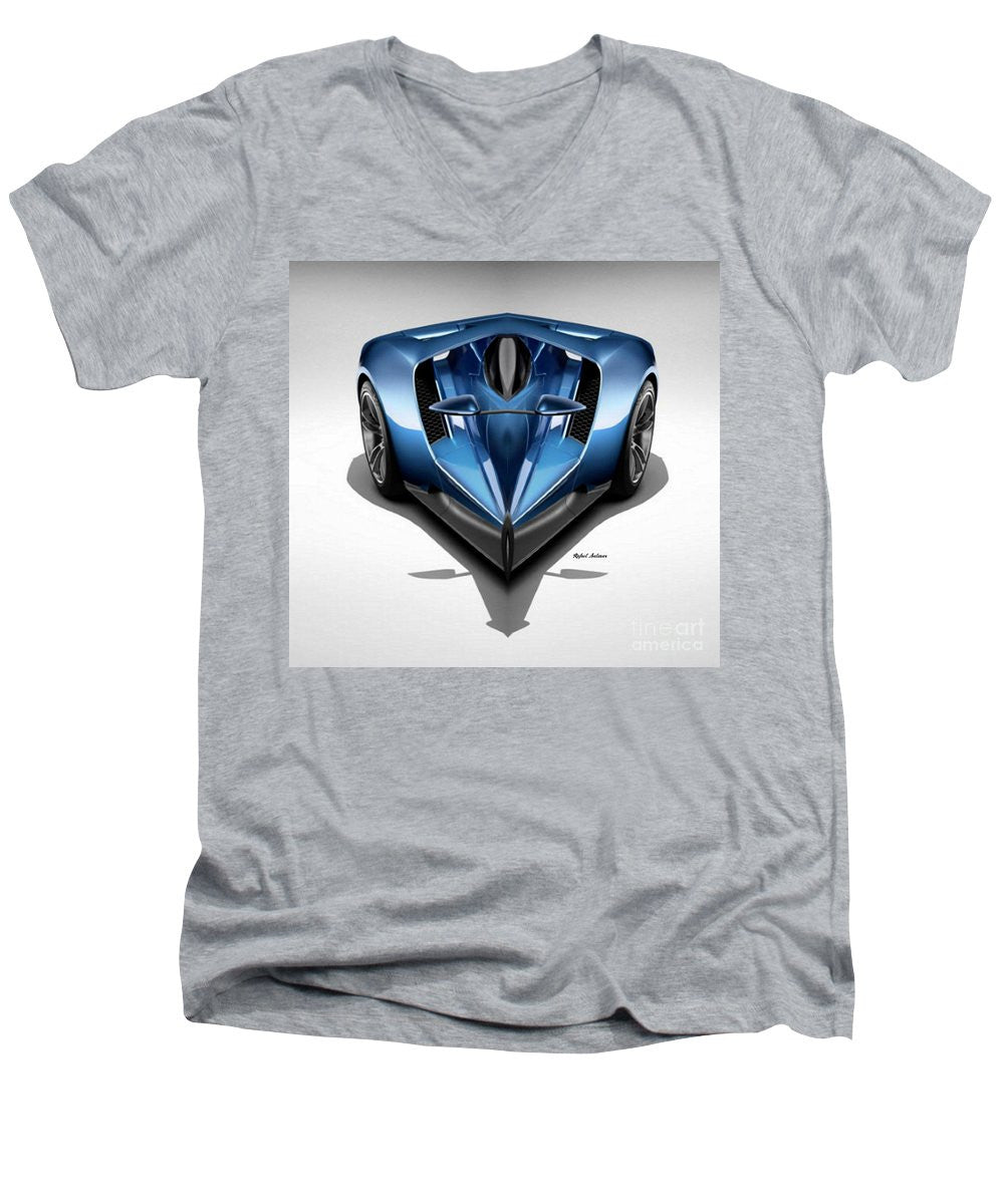 Men's V-Neck T-Shirt - Blue Car 002