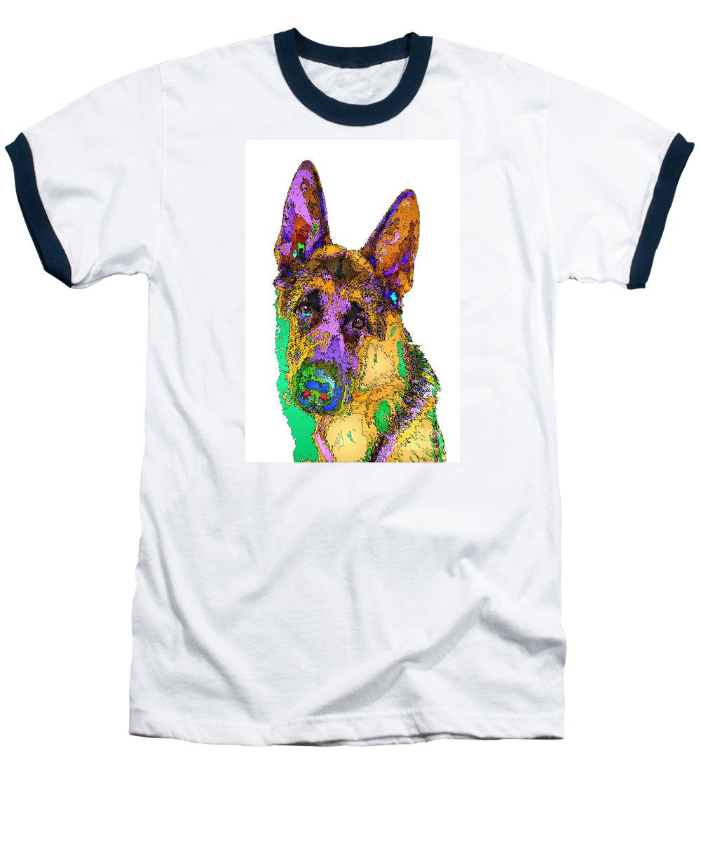 Baseball T-Shirt - Bogart The Shepherd. Pet Series