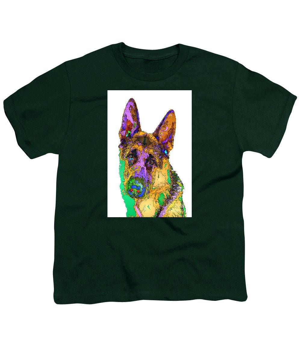 Youth T-Shirt - Bogart The Shepherd. Pet Series