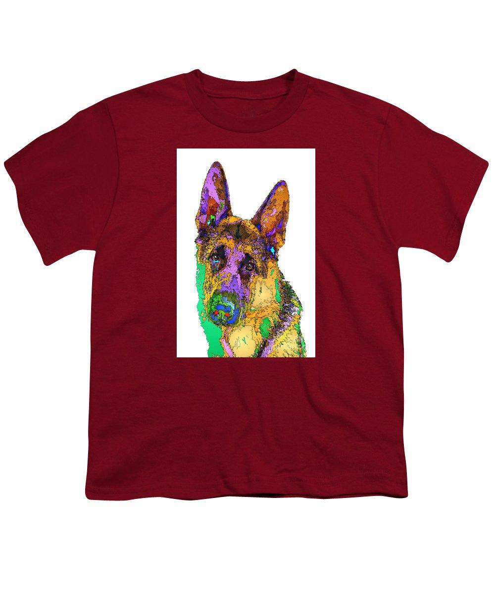 Youth T-Shirt - Bogart The Shepherd. Pet Series