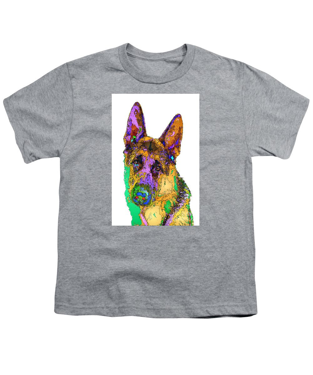 Youth T-Shirt - Bogart The Shepherd. Pet Series