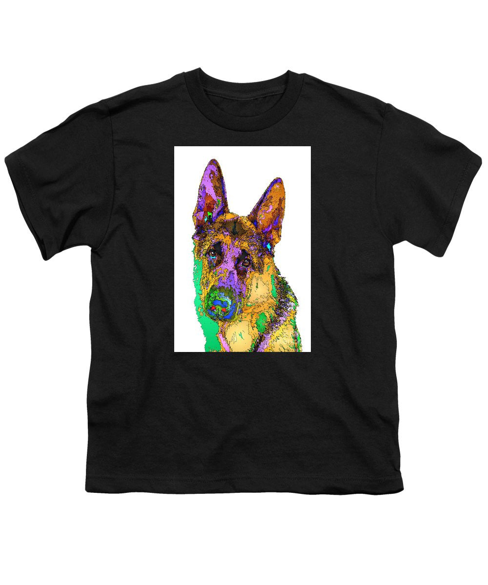 Youth T-Shirt - Bogart The Shepherd. Pet Series