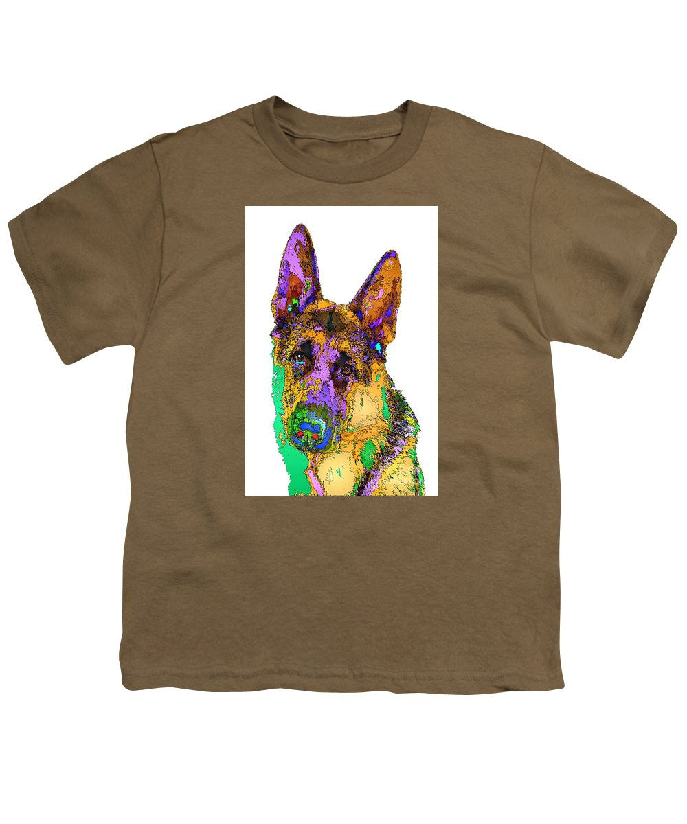 Youth T-Shirt - Bogart The Shepherd. Pet Series