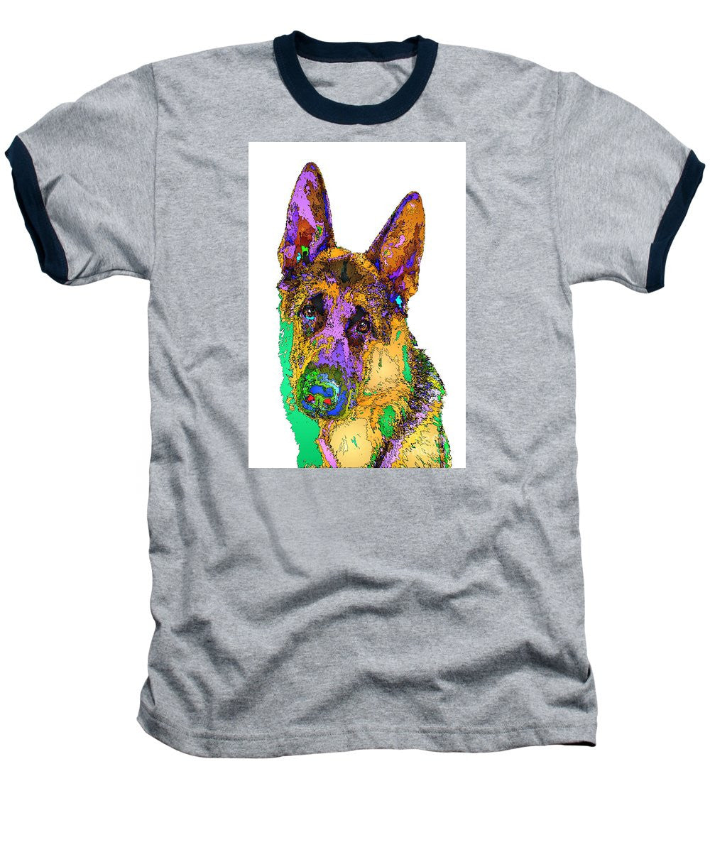 Baseball T-Shirt - Bogart The Shepherd. Pet Series