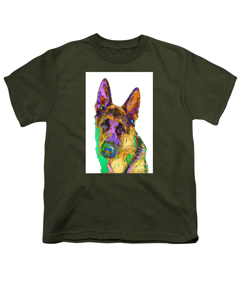 Youth T-Shirt - Bogart The Shepherd. Pet Series