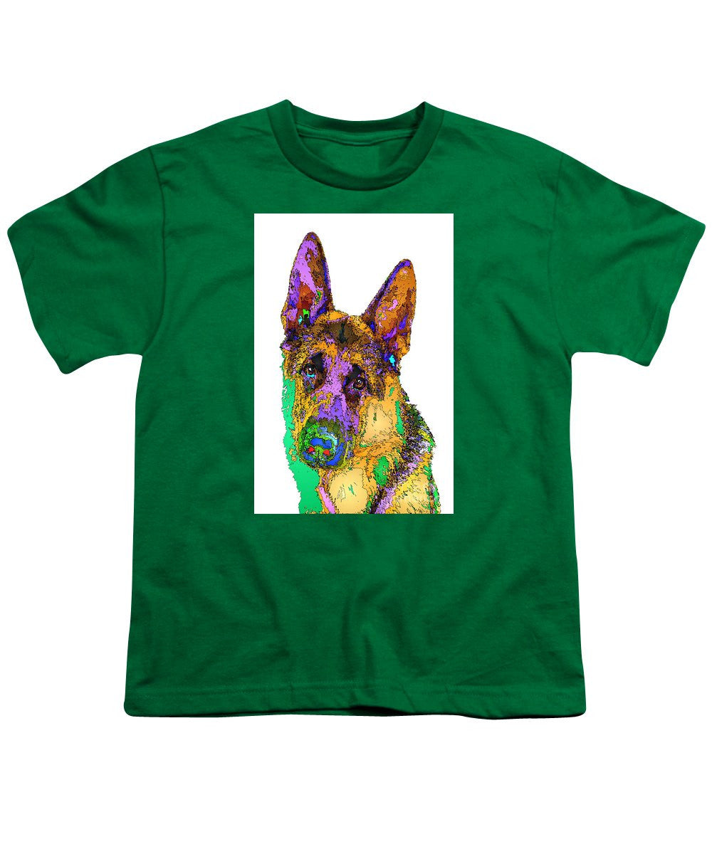 Youth T-Shirt - Bogart The Shepherd. Pet Series