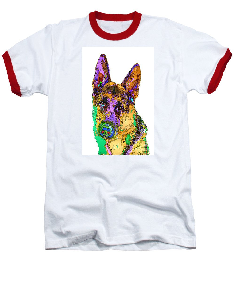 Baseball T-Shirt - Bogart The Shepherd. Pet Series