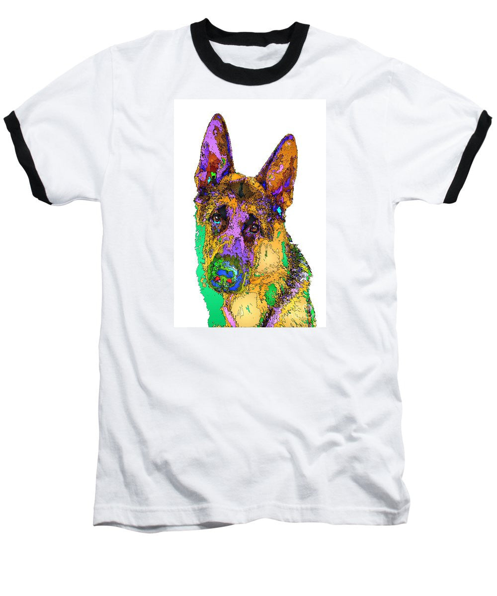 Baseball T-Shirt - Bogart The Shepherd. Pet Series