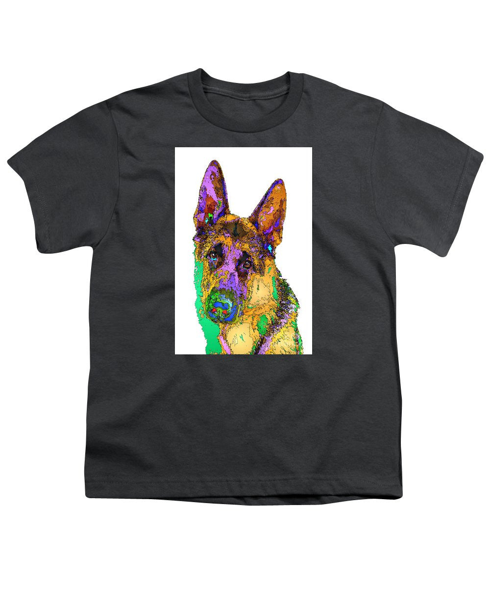 Youth T-Shirt - Bogart The Shepherd. Pet Series