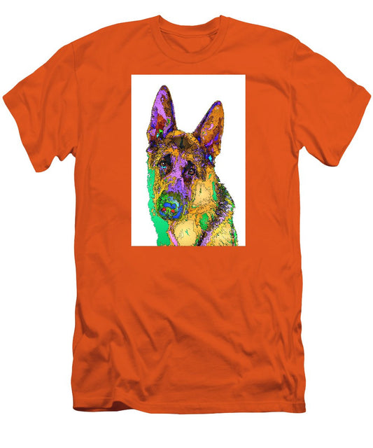 T-shirt pour homme (coupe ajustée) - Bogart le berger. Série Pet