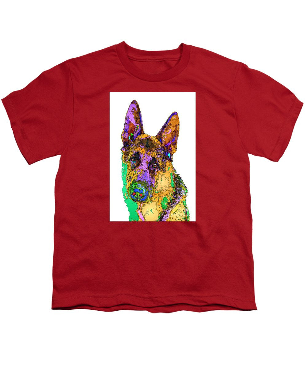 Youth T-Shirt - Bogart The Shepherd. Pet Series