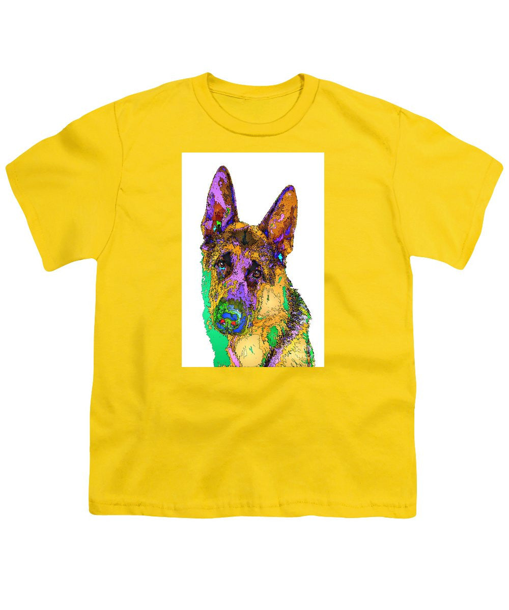 Youth T-Shirt - Bogart The Shepherd. Pet Series