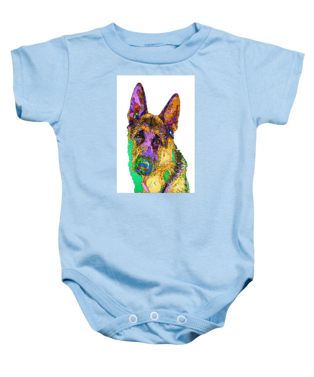 Baby Onesie - Bogart The Shepherd. Pet Series