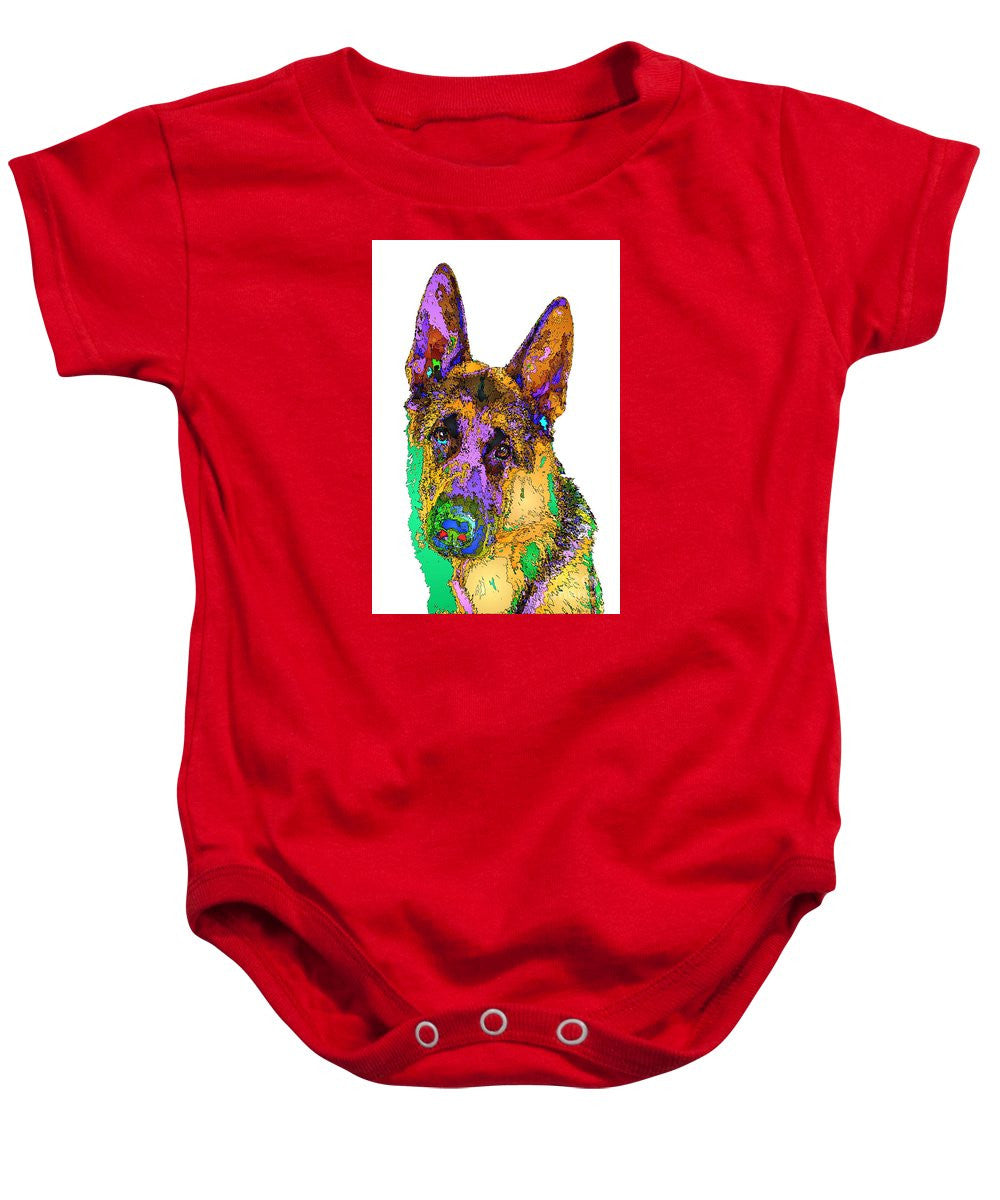 Baby Onesie - Bogart The Shepherd. Pet Series