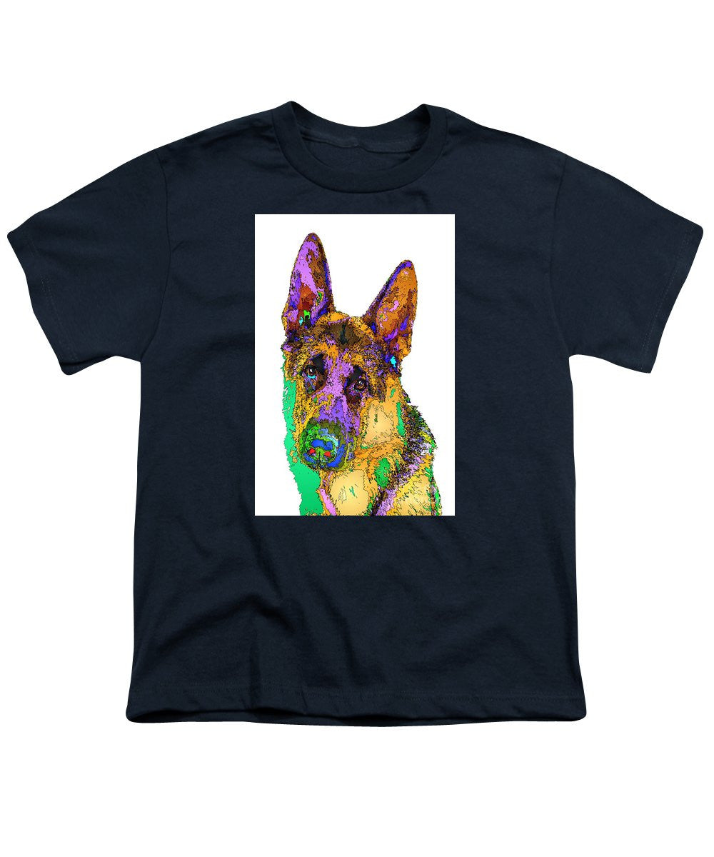 Youth T-Shirt - Bogart The Shepherd. Pet Series