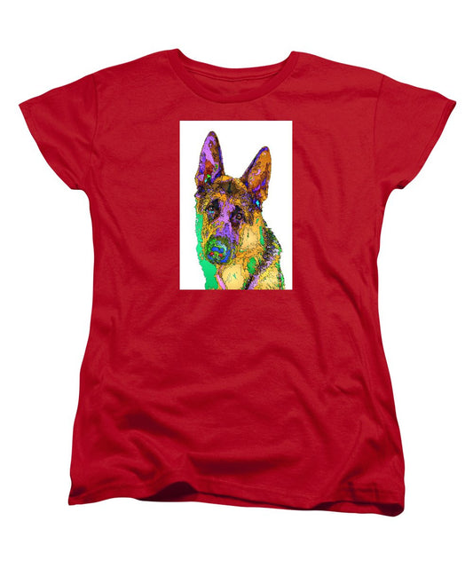 Women's T-Shirt (Standard Cut) - Bogart The Shepherd. Pet Series