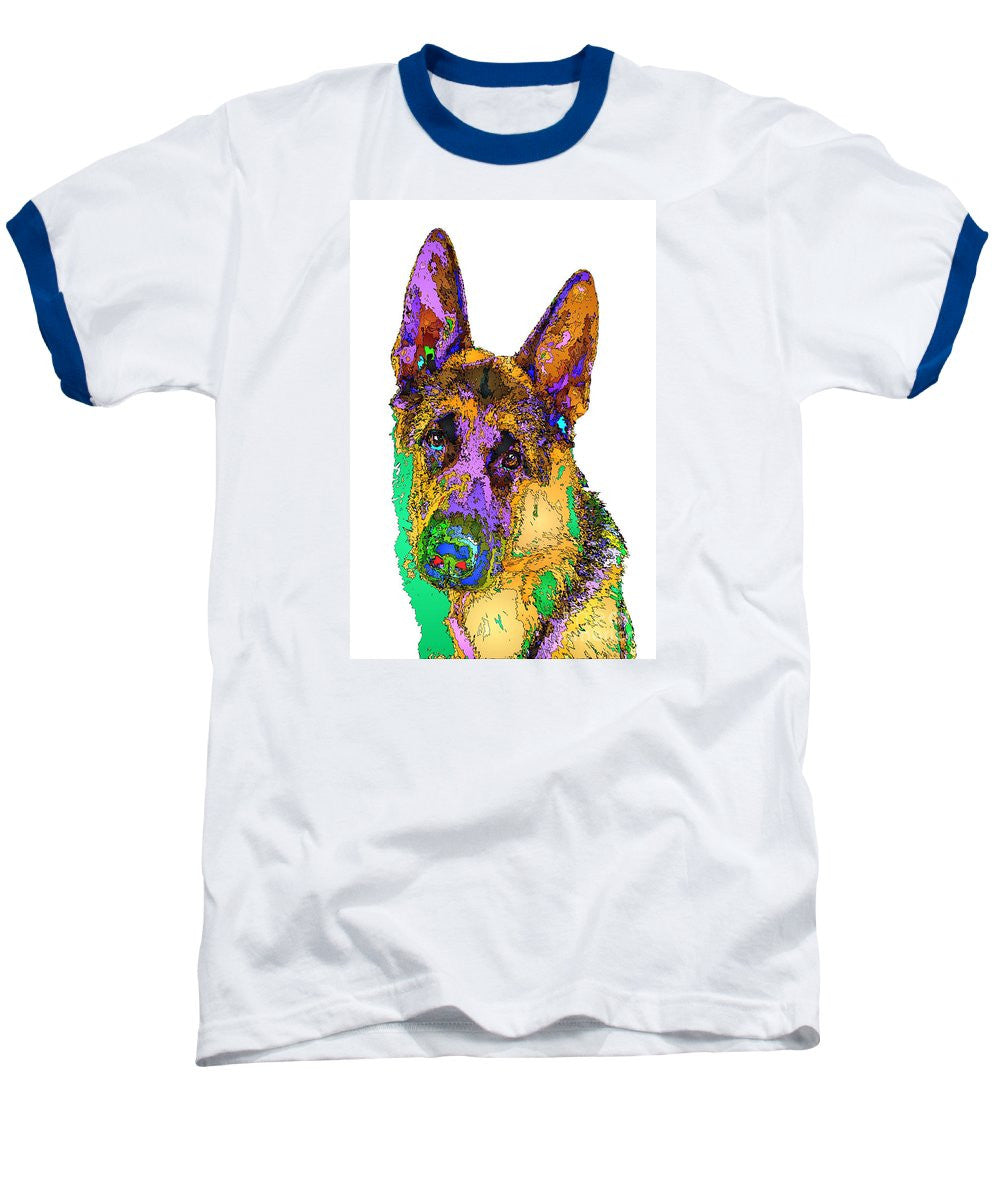 Baseball T-Shirt - Bogart The Shepherd. Pet Series