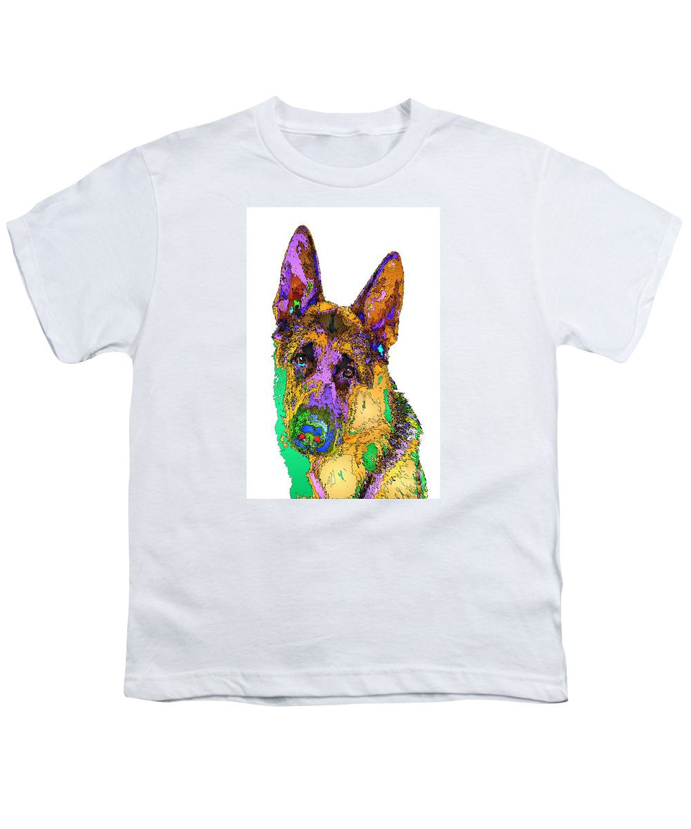 Youth T-Shirt - Bogart The Shepherd. Pet Series