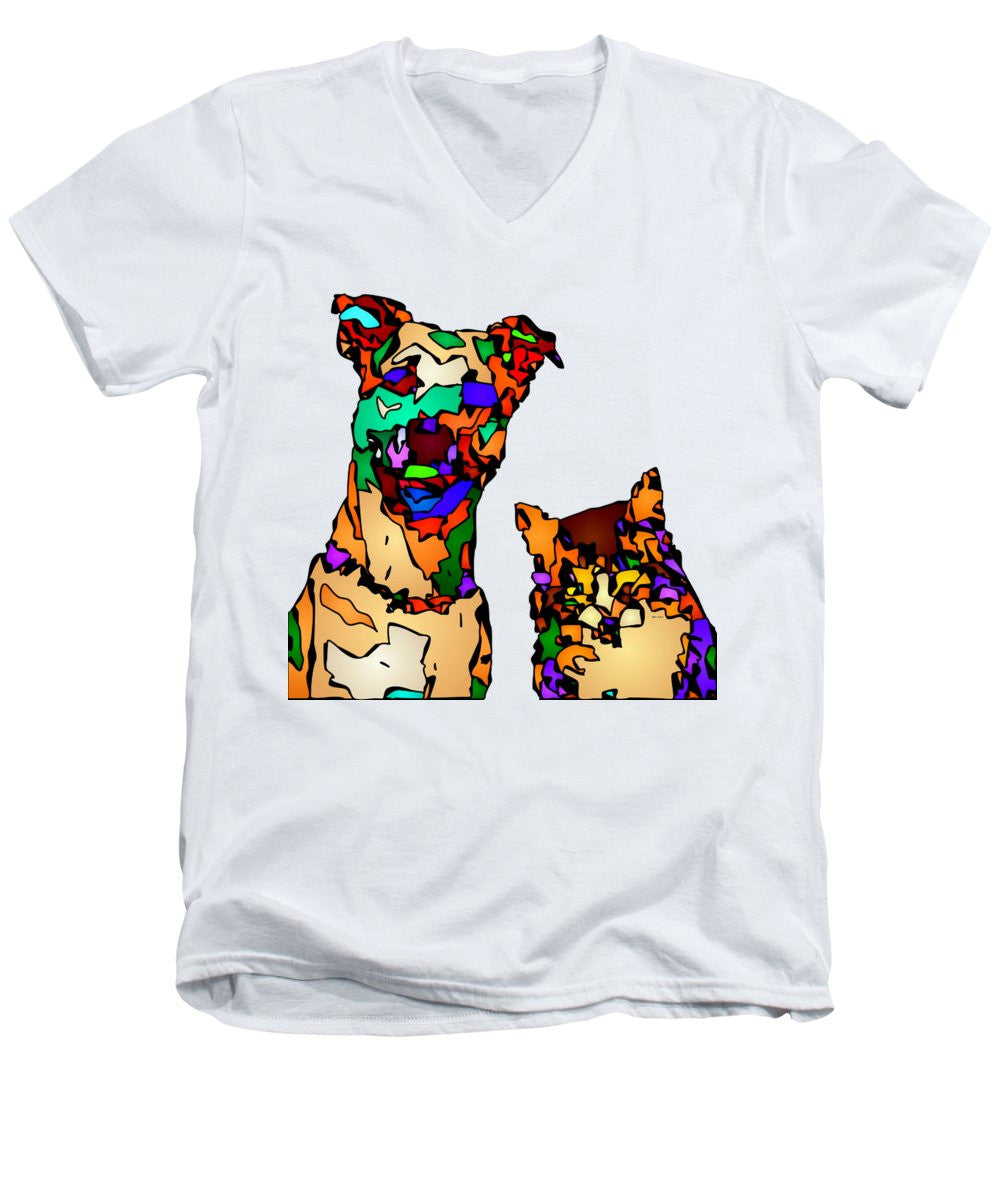 Men's V-Neck T-Shirt - Buddies For Life. Pet Series