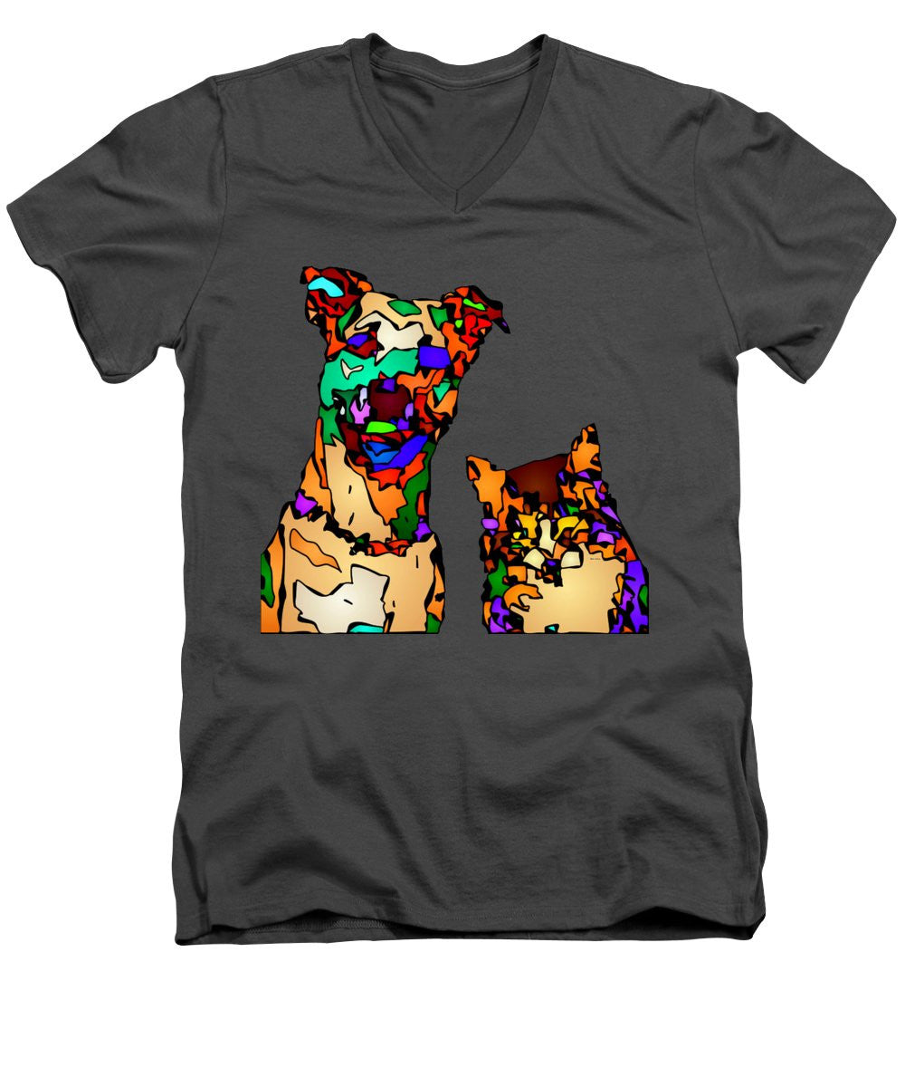 Men's V-Neck T-Shirt - Buddies For Life. Pet Series