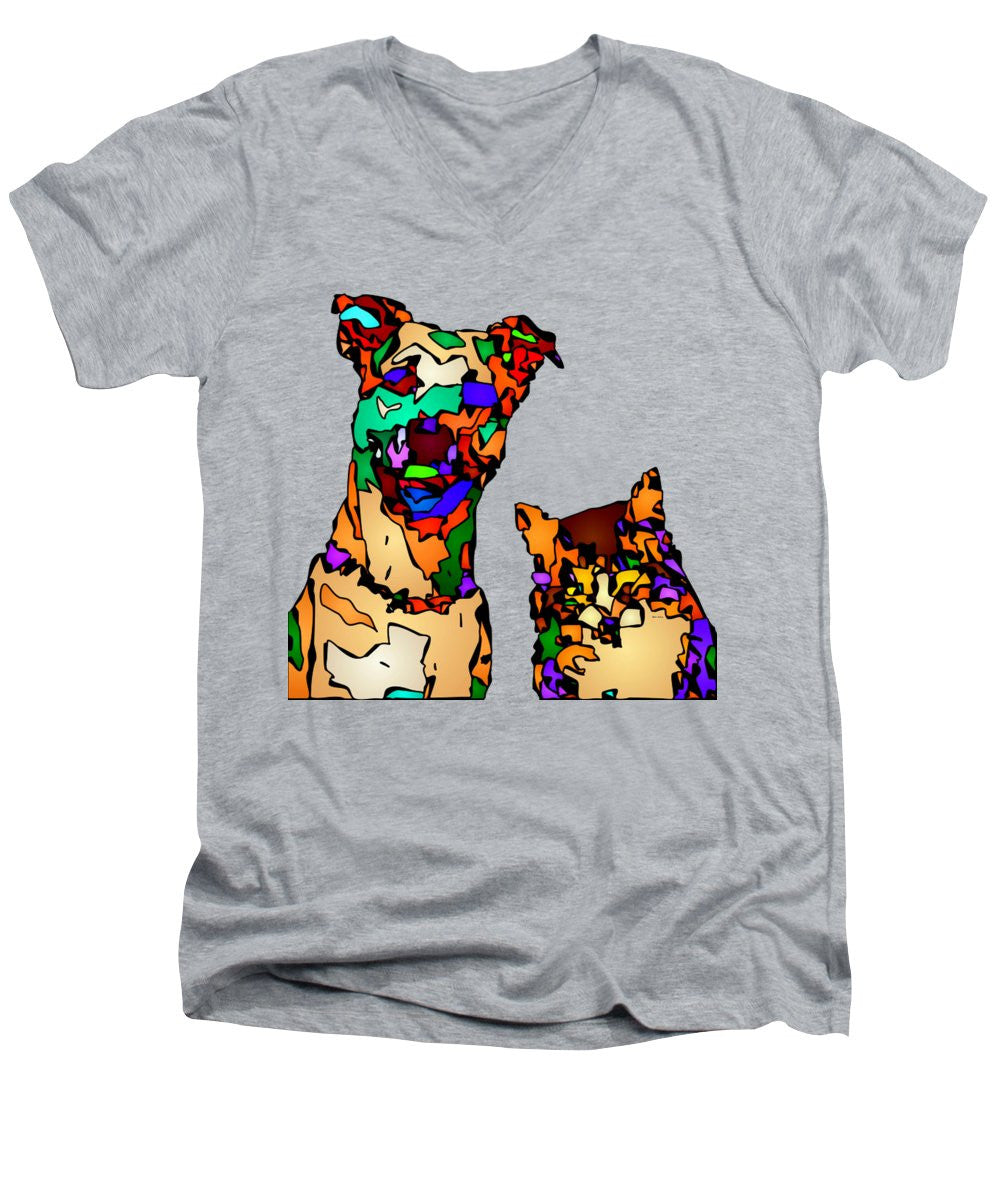 Men's V-Neck T-Shirt - Buddies For Life. Pet Series